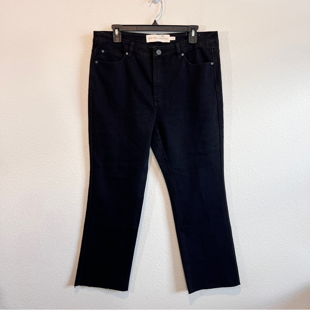 Soft Surroundings Black Bootcut Jeans Raw Hem Stretch Denim Women’s 12 2CW56